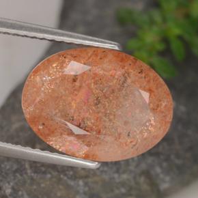 Pietra del sole naturale arancione da 6,17 ct, taglio ovale, traslucido