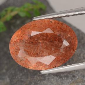 Pietra del sole naturale arancione da 5,25 ct, taglio ovale, traslucido