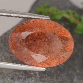 Pietra del sole naturale arancione da 5,25 ct, taglio ovale, traslucido
