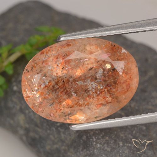Pietra solare Arancio medio-chiaro naturale da 5.45 ct, Taglio ovale, Trasparente