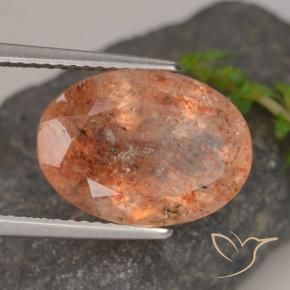 Pietra solare Arancio medio-chiaro naturale da 5.45 ct, Taglio ovale, Trasparente