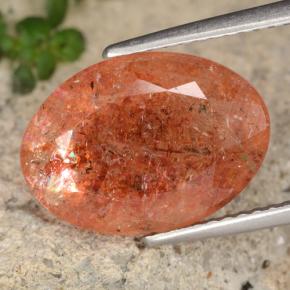 Pietra del sole naturale arancione da 5,46 ct, taglio ovale, traslucido