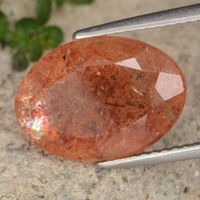 Pietra del sole naturale arancione da 5,46 ct, taglio ovale, traslucido