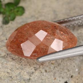 Pietra del sole naturale arancione da 5,46 ct, taglio ovale, traslucido