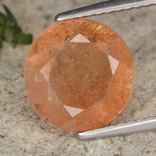 3.51ct Naturale Yam Arancia Pietra solare, Rotondo, Traslucido