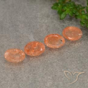 Pietra del sole naturale arancione da 2,16 ct, taglio ovale, traslucido