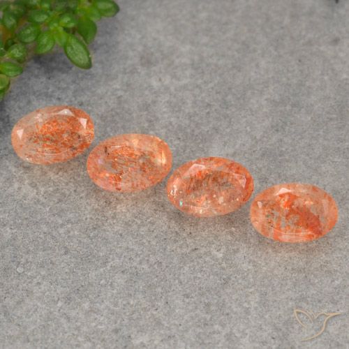 2.04ctw Naturale Arancione rossastra Pietra solare, Ovale, Traslucido