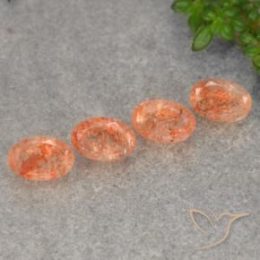 Gemme di Pietra solare Arancione rossastra naturale da 2.04 ct, Ovale, Traslucido