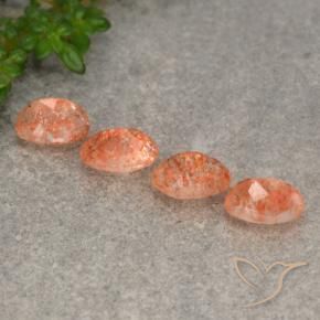 Gemme di Pietra solare Arancione rossastra naturale da 2.04 ct, Ovale, Traslucido