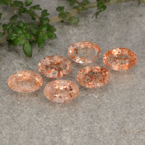 3.29ctw Naturale Arancione rossastra Pietra solare, Ovale, Traslucido