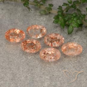 Gemme di Pietra solare Arancione rossastra naturale da 3.29 ct, Ovale, Traslucido