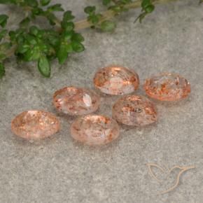 Gemme di Pietra solare Arancione rossastra naturale da 3.29 ct, Ovale, Traslucido