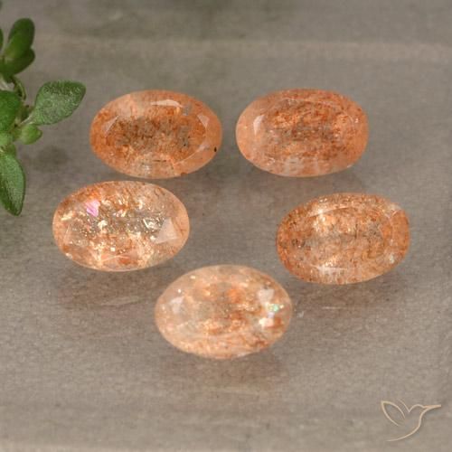 2.57ctw Naturale Arancione rossastra Pietra solare, Ovale, Traslucido