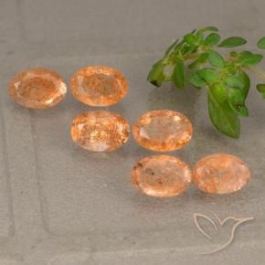 Gemme di Pietra solare Arancione scuro naturale da 3.03 ct, Ovale, Traslucido