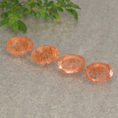 2.07ctw Naturale Arancione rossastra Pietra solare, Ovale, Traslucido