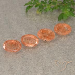 Gemme di Pietra solare Arancione rossastra naturale da 2.07 ct, Ovale, Traslucido