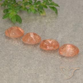 Gemme di Pietra solare Arancione rossastra naturale da 2.07 ct, Ovale, Traslucido