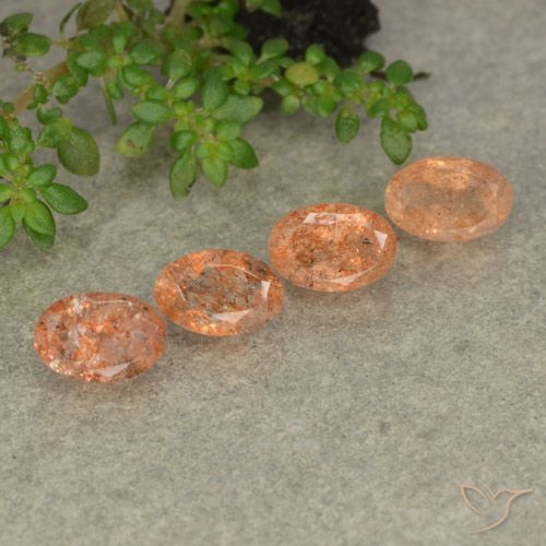 2.23ctw Naturale Arancione rossastra Pietra solare, Ovale, Traslucido