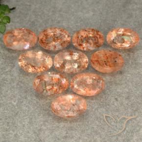 Gemme di Pietra solare Arancione rossastra naturale da 5.13 ct, Ovale, Traslucido