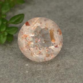 Pietra solare Bianco arancio naturale da 2.74 ct, Taglio rotondo, Traslucido