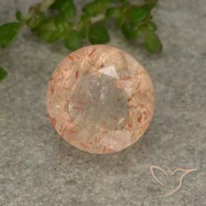 Pietra solare Arancio tigre chiaro naturale da 3.39 ct, Rotondo, Traslucido