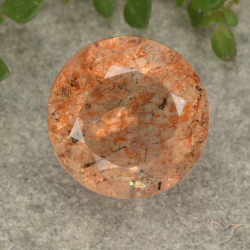 3.17ct Naturale Arancio caldo Pietra solare, Rotondo, Traslucido