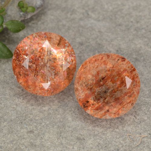 4.94ctw Naturale Arancione rossastra Pietra solare, Rotondo, Traslucido