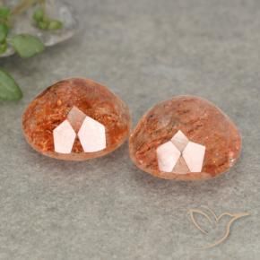 Gemme di Pietra solare Arancione rossastra naturale da 4.94 ct, Rotondo, Traslucido