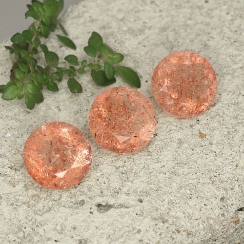 7.06ctw Naturale Arancio medio-chiaro Pietra solare, Rotondo, Traslucido