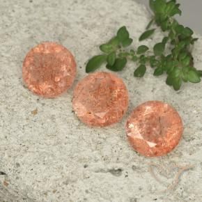 Gemme di Pietra solare Arancio medio-chiaro naturale da 7.06 ct, Rotondo, Traslucido