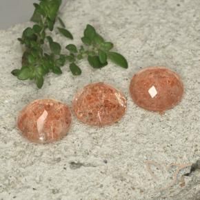 Gemme di Pietra solare Arancio medio-chiaro naturale da 7.06 ct, Rotondo, Traslucido
