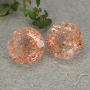 Gemme di Pietra solare Arancione chiaro naturale da 5.51 ct, Rotondo, Traslucido
