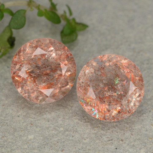 Pietra del sole naturale arancione da 5,50 ct, taglio rotondo, traslucido