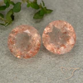 Gemme di Pietra solare Arancione chiaro naturale da 4.98 ct, Rotondo, Traslucido