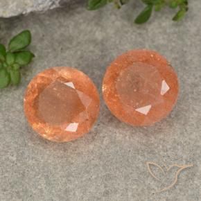Gemme di Pietra solare Pompelmo Arancia naturale da 5.52 ct, Rotondo, Traslucido