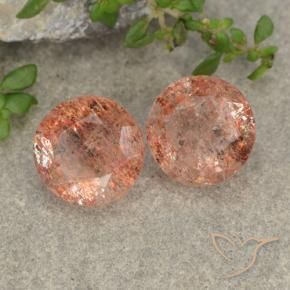 Gemme di Pietra solare Rosa medio naturale da 5.42 ct, Rotondo, Traslucido