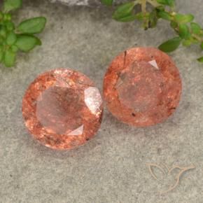 Gemme di Pietra solare Pompelmo Arancia naturale da 4.92 ct, Rotondo, Traslucido