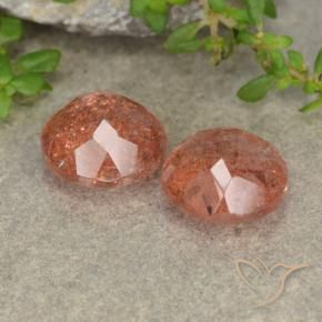 Gemme di Pietra solare Pompelmo Arancia naturale da 4.92 ct, Rotondo, Traslucido