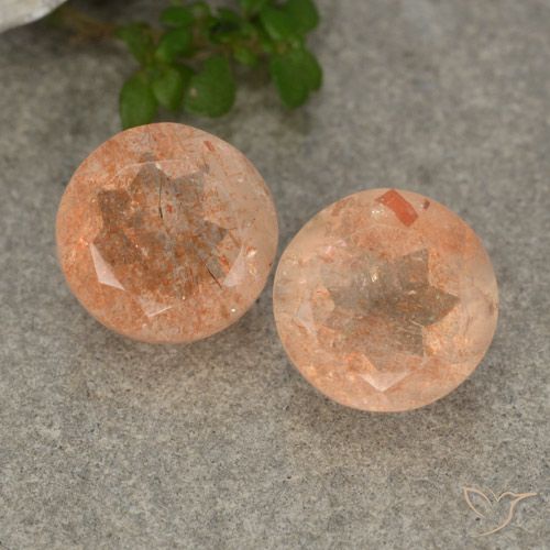 5.76ctw Naturale Arancio medio-chiaro Pietra solare, Rotondo, Traslucido