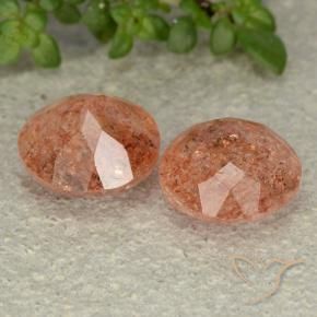 Gemme di Pietra solare Arancione rossastra naturale da 4.71 ct, Rotondo, Traslucido