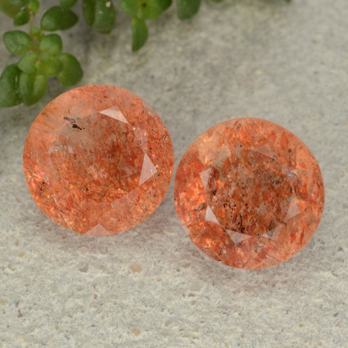 Pietra del sole naturale arancione rossastro da 5,17 ct, taglio rotondo, traslucido