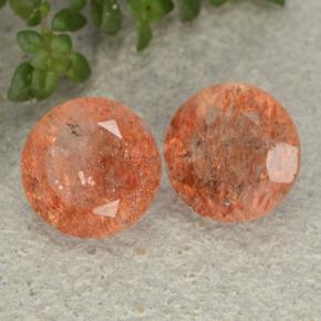 Pietra del sole naturale arancione rossastro da 5,17 ct, taglio rotondo, traslucido