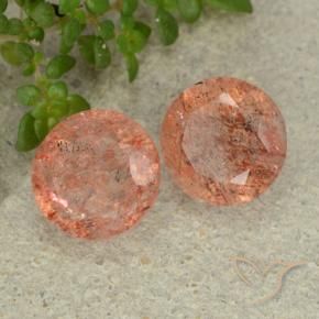 Gemme di Pietra solare Arancio tigre chiaro naturale da 4.87 ct, Rotondo, Traslucido