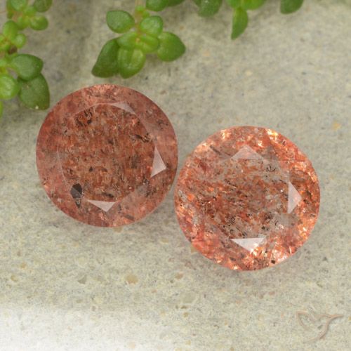 4.77ctw Naturale Arancione rossastra Pietra solare, Rotondo, Traslucido