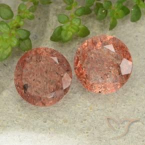 Gemme di Pietra solare Arancione rossastra naturale da 4.77 ct, Rotondo, Traslucido