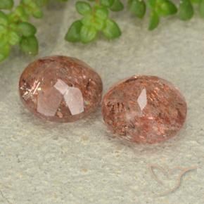 Gemme di Pietra solare Arancione rossastra naturale da 4.77 ct, Rotondo, Traslucido