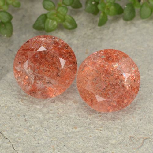 4.55ctw Naturale Arancione rossastra Pietra solare, Rotondo, Traslucido