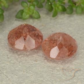 Gemme di Pietra solare Arancione rossastra naturale da 4.55 ct, Rotondo, Traslucido