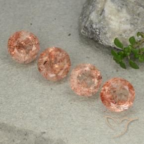 Gemme di Pietra solare Arancione chiaro naturale da 10.15 ct, Rotondo, Traslucido