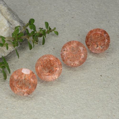 Gemme di Pietra solare Arancione rossastra naturale da 10.77 ct, Taglio rotondo, Traslucido